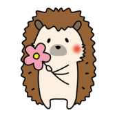 お花を持っているハリネズミ