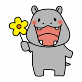 お花を持っているカバ