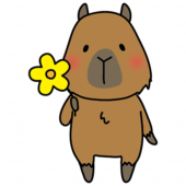 お花を持っているカピバラ