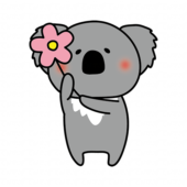 お花を持っているコアラ