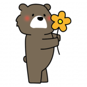 お花を持っているクマ