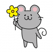 お花を持っているネズミ