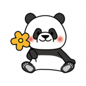 お花を持っているパンダ