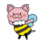 ミツバチの格好をしているぶた