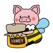 大きな蜂蜜を持っているミツバチの格好をしたぶた