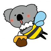蜂蜜を運ぶミツバチの格好をしたコアラ