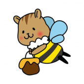 蜂蜜を運ぶミツバチの格好をしたリス