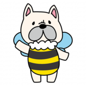 ミツバチの格好をしているフレンチブルドッグ