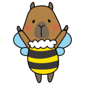 ミツバチの格好をしているカピバラ