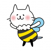 ミツバチの格好をしている白い猫