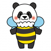 ミツバチの格好をしているパンダ