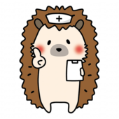 ナースキャップをかぶってアドバイスするハリネズミ