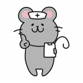 ナースキャップをかぶってアドバイスするネズミ