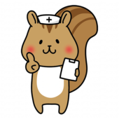 ナースキャップをかぶってアドバイスするリス