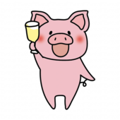 パーティーで乾杯するぶた