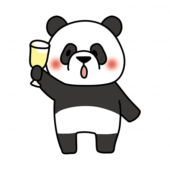 パーティーで乾杯するパンダ