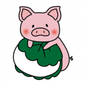 柏餅の上に乗っかるぶた