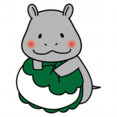 柏餅の上に乗っかるカバ