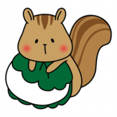 柏餅の上に乗っかるリス