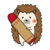 大きなクレヨンを持ったハリネズミ
