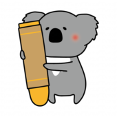 大きなクレヨンを持ったコアラ