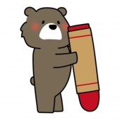 大きなクレヨンを持ったクマ