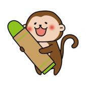 大きなクレヨンを持った猿