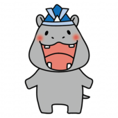 兜をかぶったカバ