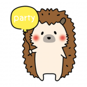 パーティーの風船を持っているハリネズミ