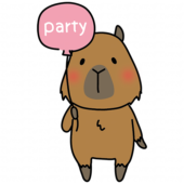 パーティーの風船を持っているカピバラ