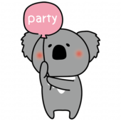 パーティーの風船を持っているコアラ