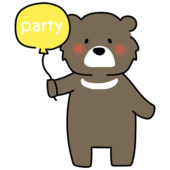 パーティーの風船を持っているクマ