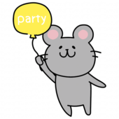 パーティーの風船を持っているネズミ