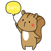 パーティーの風船を持っているリス