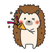 パーティーでクラッカーを鳴らすハリネズミ