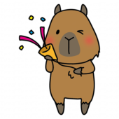 パーティーでクラッカーを鳴らすカピバラ