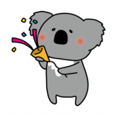 パーティーでクラッカーを鳴らすコアラ