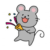 パーティーでクラッカーを鳴らすネズミ