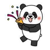 パーティーでクラッカーを鳴らすパンダ