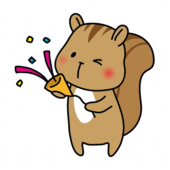 パーティーでクラッカーを鳴らすリス