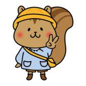 通園帽子と通園バッグを持っているリス