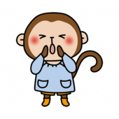 皆を呼んでいるスモックを着た猿