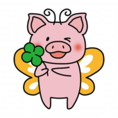 蝶々の格好をしているぶた