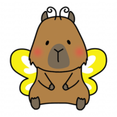 蝶々の格好をしているカピバラ
