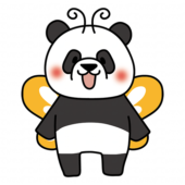 蝶々の格好をしているパンダ