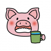 ガラガラうがいをするぶた