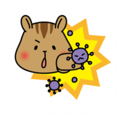 ウイルスをパンチするリス