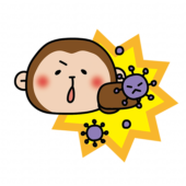 ウイルスをパンチする猿