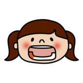 歯磨きする位置　右下奥歯（女の子）