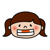 歯磨きする位置　上の前歯（女の子）